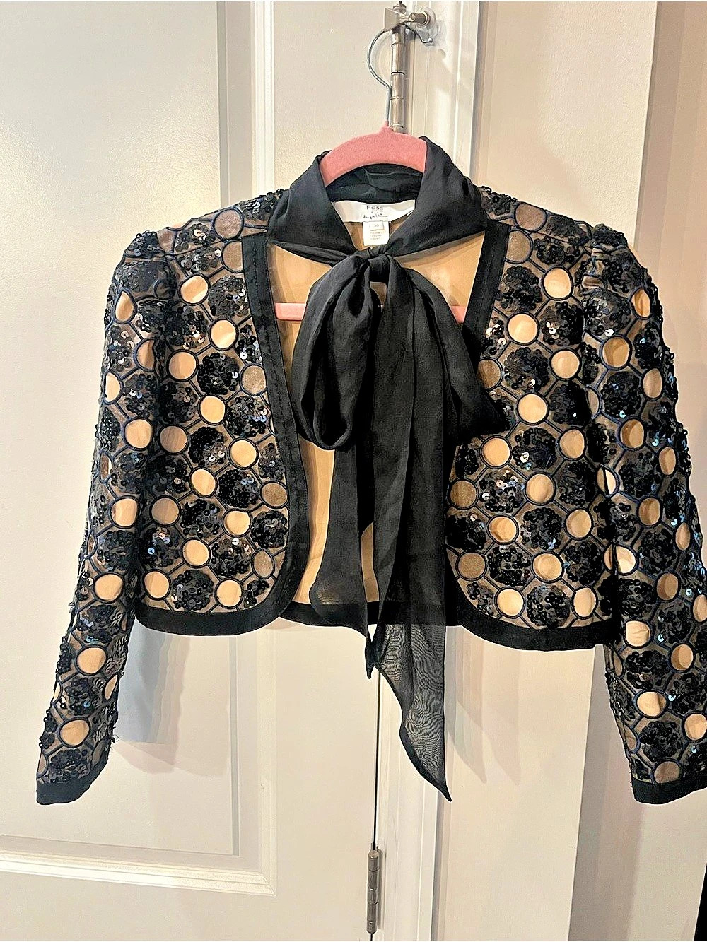 hoss INTROPIA Mireia Palacios Sequin Bolero Jacket in Black & Gold Size 38 Like
